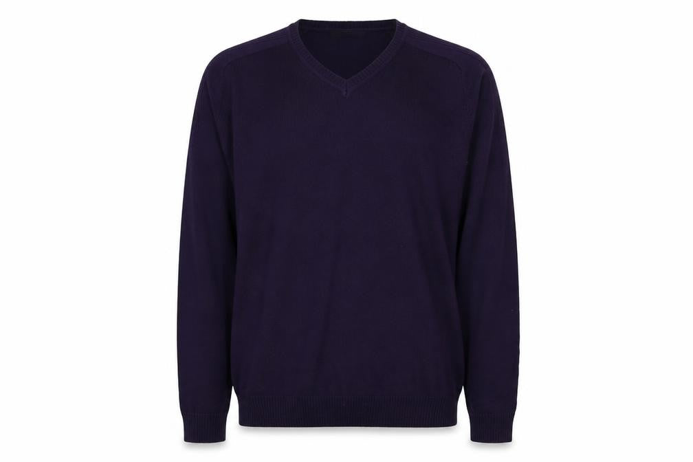 George Mens Purple V-Neck Acrylic Pullover Jumper Size L