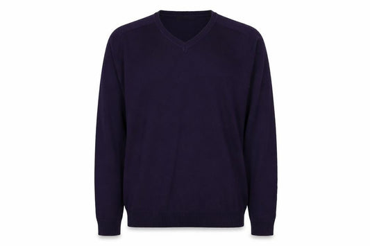 George Mens Purple V-Neck Acrylic Pullover Jumper Size L