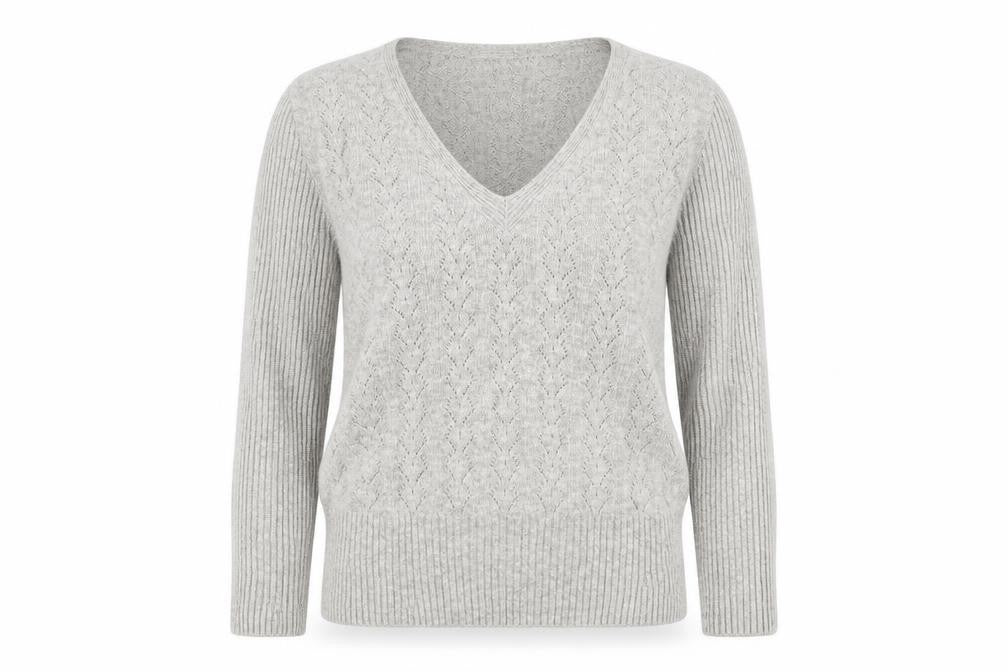NEXT Womens Grey V-Neck Viscose Pullover Jumper Size 8
