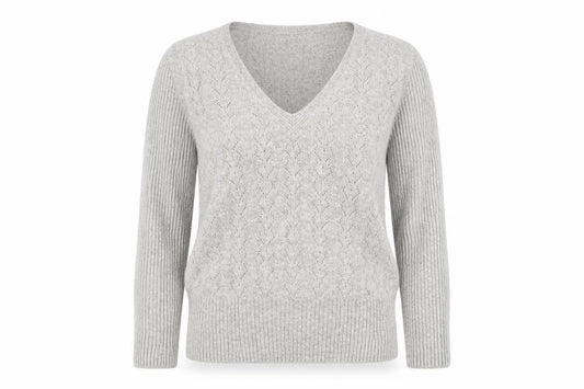 Next Womens Grey V-Neck Viscose Pullover Jumper Size 8