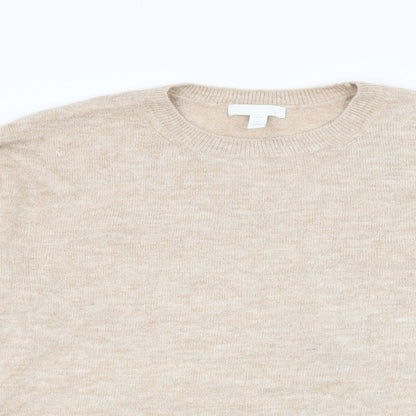 H&M Womens Beige Round Neck Acrylic Pullover Jumper Size L