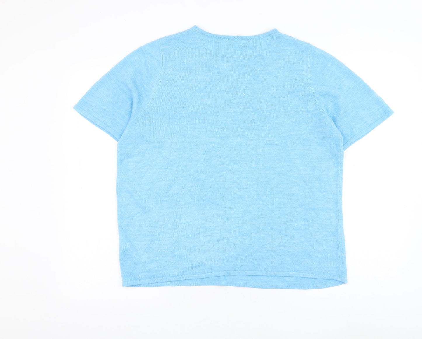 Bonmarché Womens Blue Round Neck Acrylic Pullover Jumper Size 18