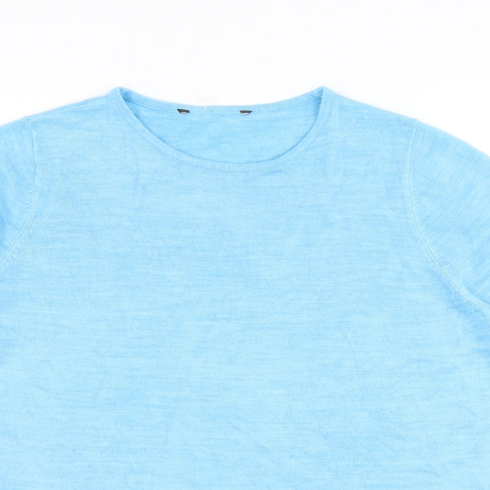 Bonmarché Womens Blue Round Neck Acrylic Pullover Jumper Size 18