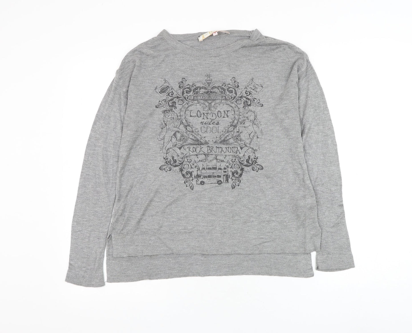 Dorothy Perkins Womens Grey Round Neck Viscose Pullover Jumper Size 6 - London Bus