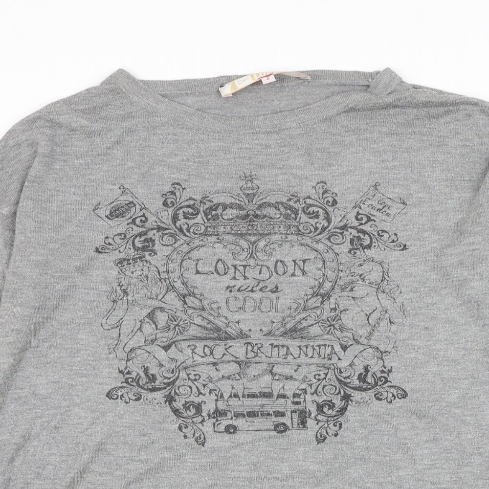 Dorothy Perkins Womens Grey Round Neck Viscose Pullover Jumper Size 6 - London Bus
