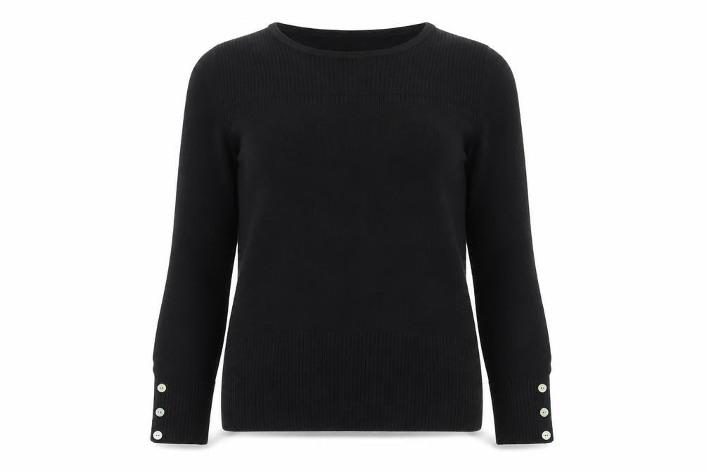 Filati Womens Black Round Neck Acrylic Pullover Jumper Size S