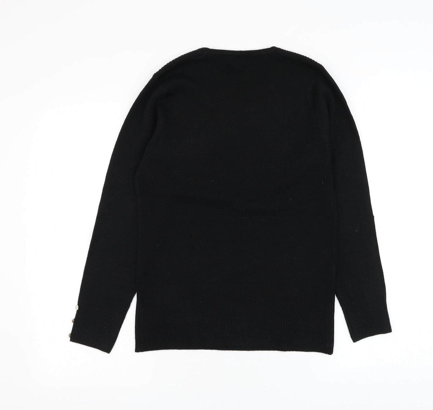 Filati Womens Black Round Neck Acrylic Pullover Jumper Size S