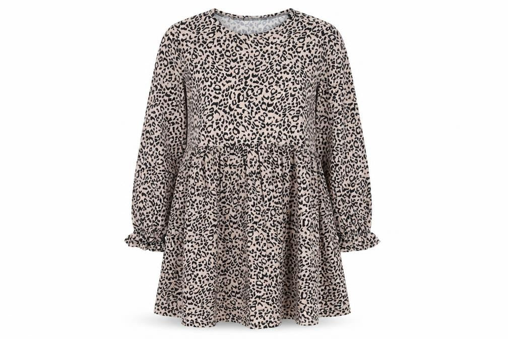 New Look Womens Beige Animal Print Polyester Trapeze & Swing Size 12 Round Neck Pullover