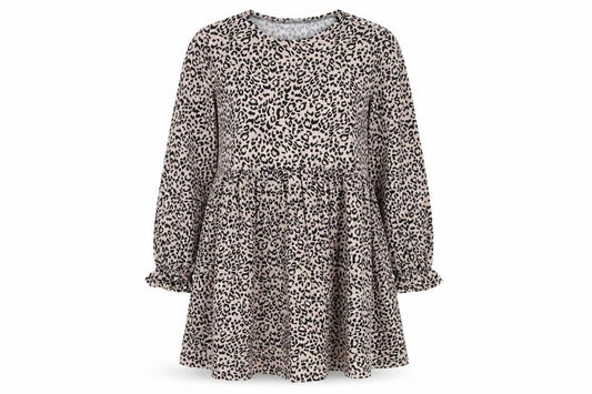 New Look Womens Beige Animal Print Polyester Trapeze & Swing Size 12 Round Neck Pullover