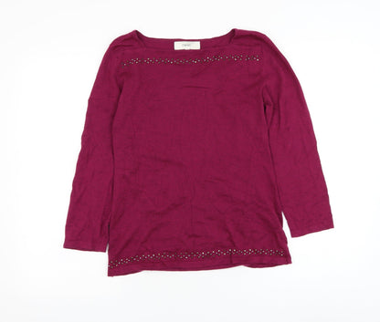 Next Womens Purple Round Neck Cotton Pullover Jumper Size 12