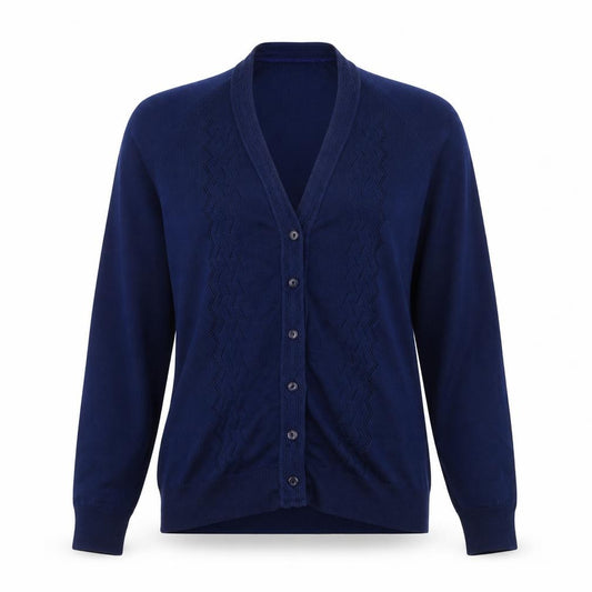 Preworn Womens Blue V-Neck Polyester Cardigan Jumper Size S