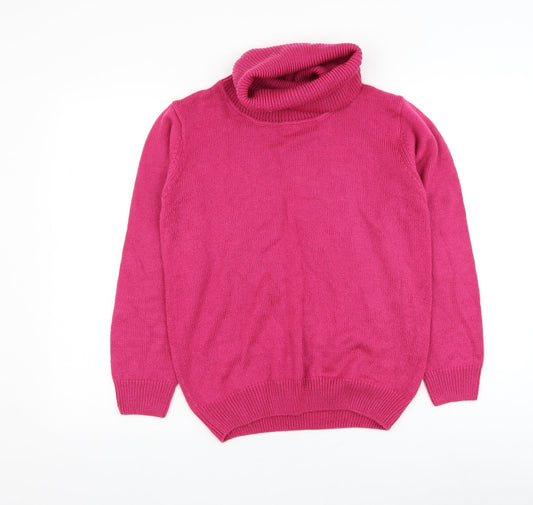 Damart Womens Pink Roll Neck Acrylic Pullover Jumper Size 10