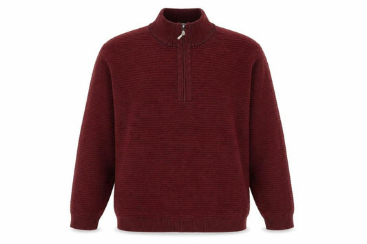 Avenue Mens Red Mock Neck Cotton Pullover Jumper Size L
