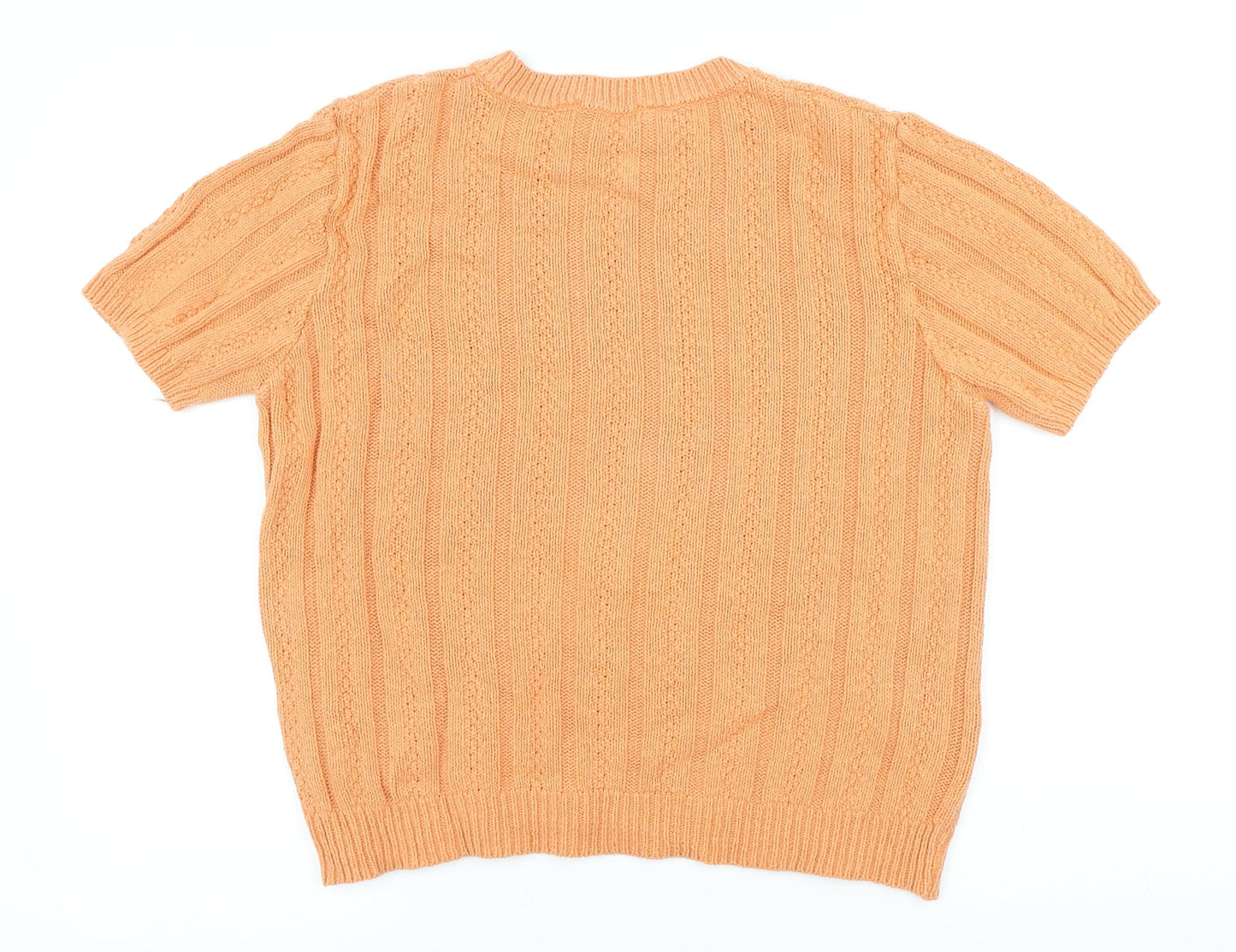 Marks and Spencer Womens Orange Scoop Neck Acetate Pullover Jumper Size M