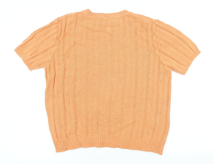Marks & Spencer Womens Orange Scoop Neck Acetate Pullover Jumper Size M