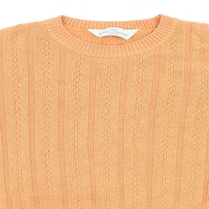 Marks & Spencer Womens Orange Scoop Neck Acetate Pullover Jumper Size M