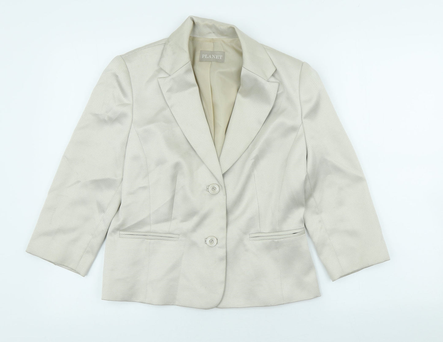 Planet Womens Ivory Polyester Jacket Blazer Size 8
