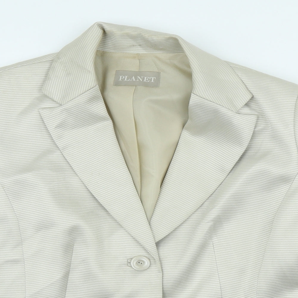 Planet Womens Ivory Polyester Jacket Blazer Size 8