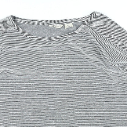 Christian Siriano Womens Multicoloured Striped Polyester Basic T-Shirt Size L Scoop Neck