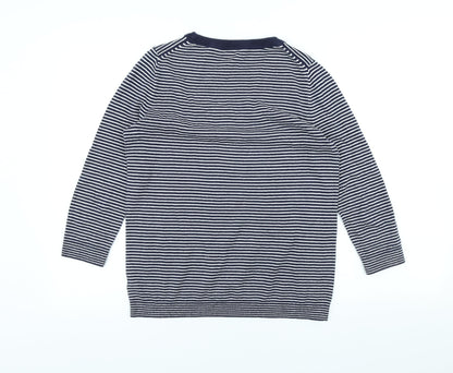 Gap Womens Blue Scoop Neck Striped Acrylic Pullover Jumper Size XS