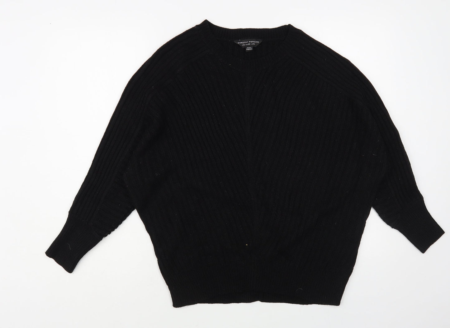 Dorothy Perkins Womens Black Round Neck Acrylic Pullover Jumper Size 12