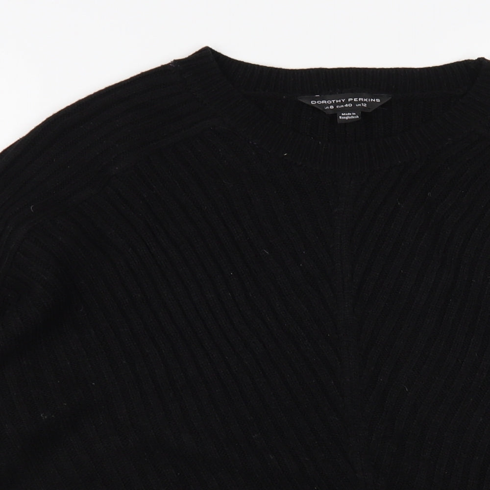 Dorothy Perkins Womens Black Round Neck Acrylic Pullover Jumper Size 12