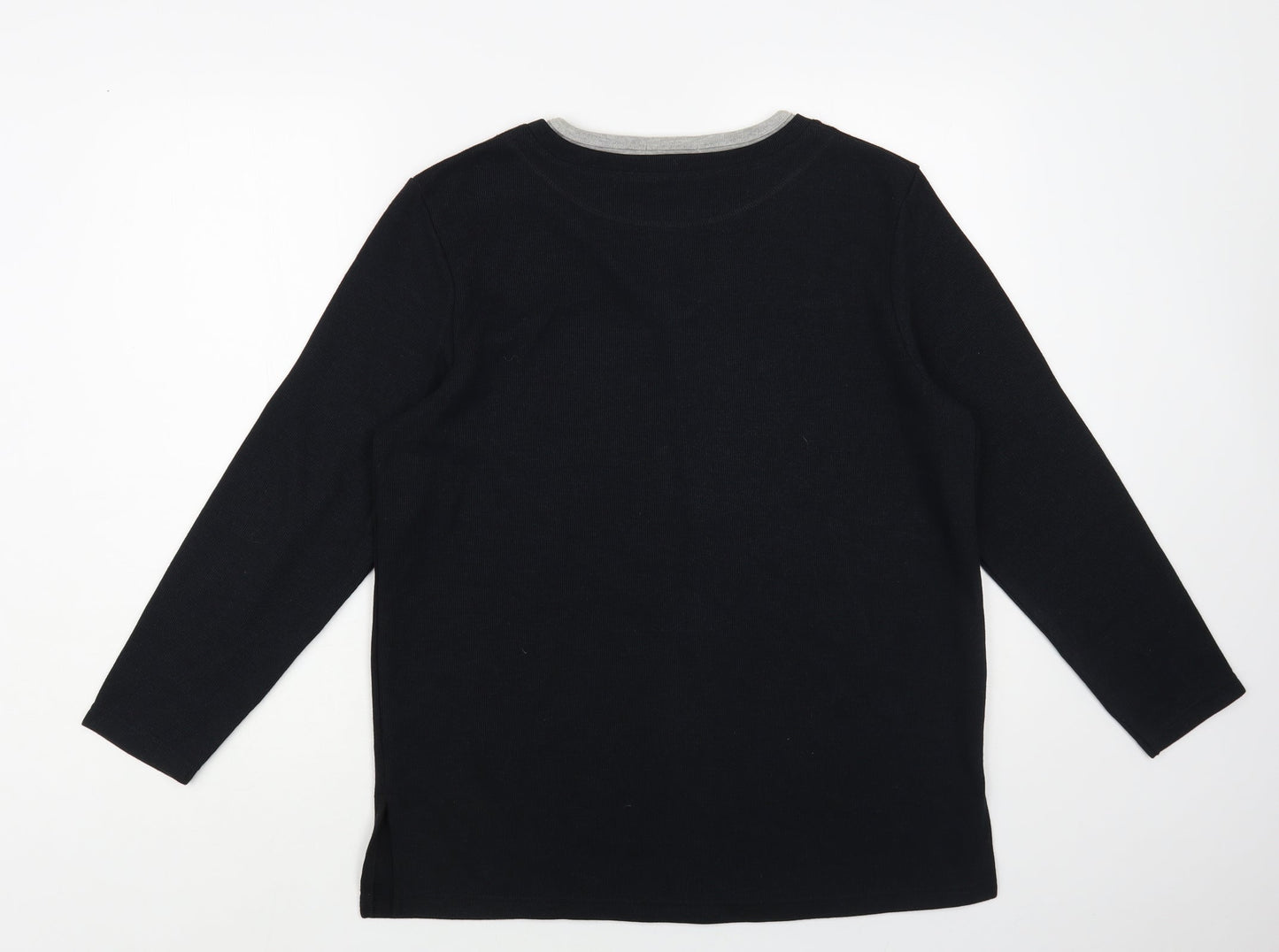 Accent Womens Black V-Neck Polyester Pullover Jumper Size 10