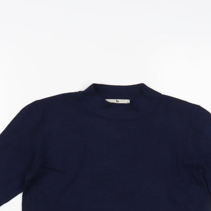 Tu Womens Blue Mock Neck Viscose Pullover Jumper Size 8