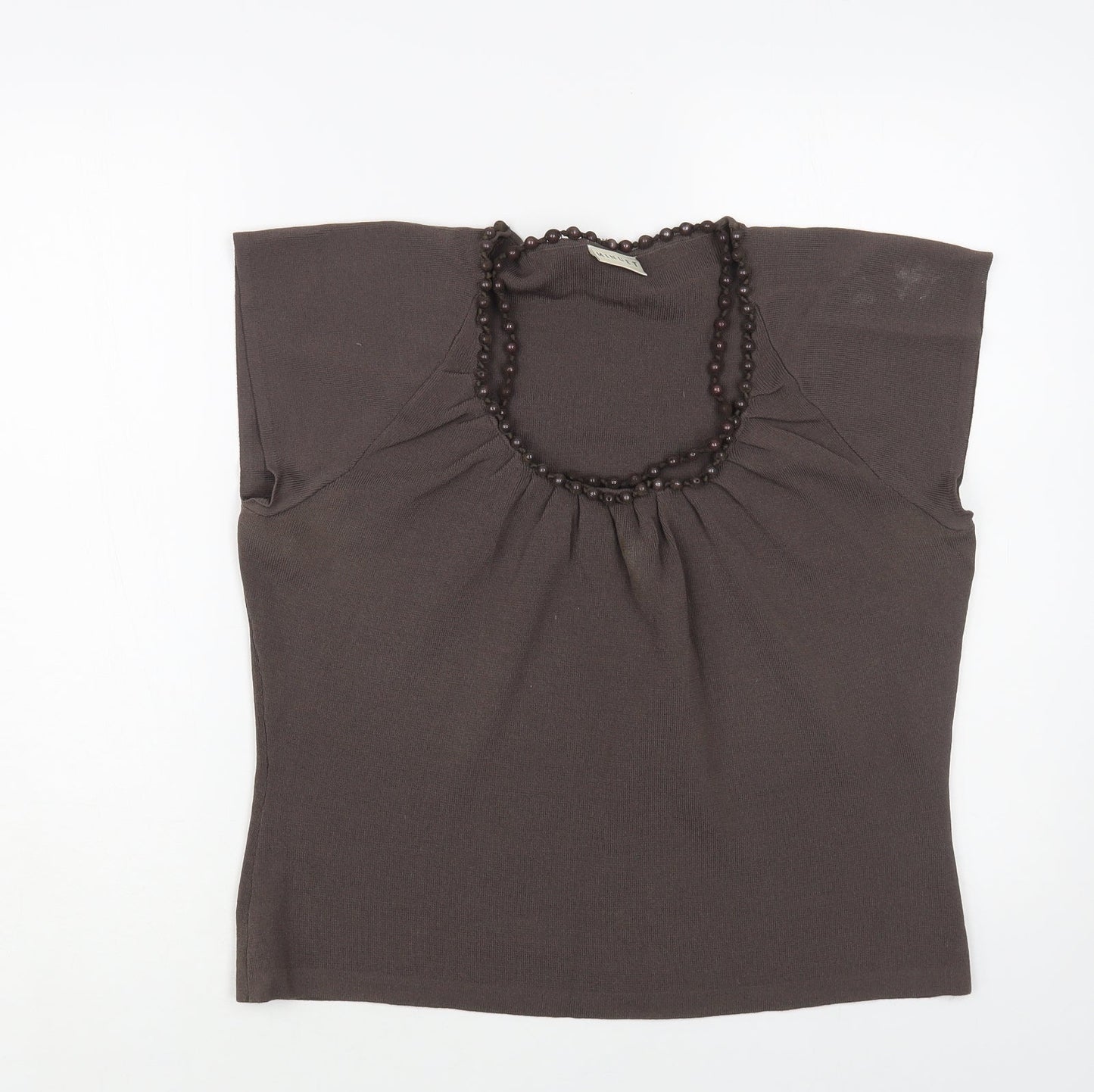 Minuet Womens Brown Scoop Neck Viscose Pullover Jumper Size 18 - Embellished Neckline