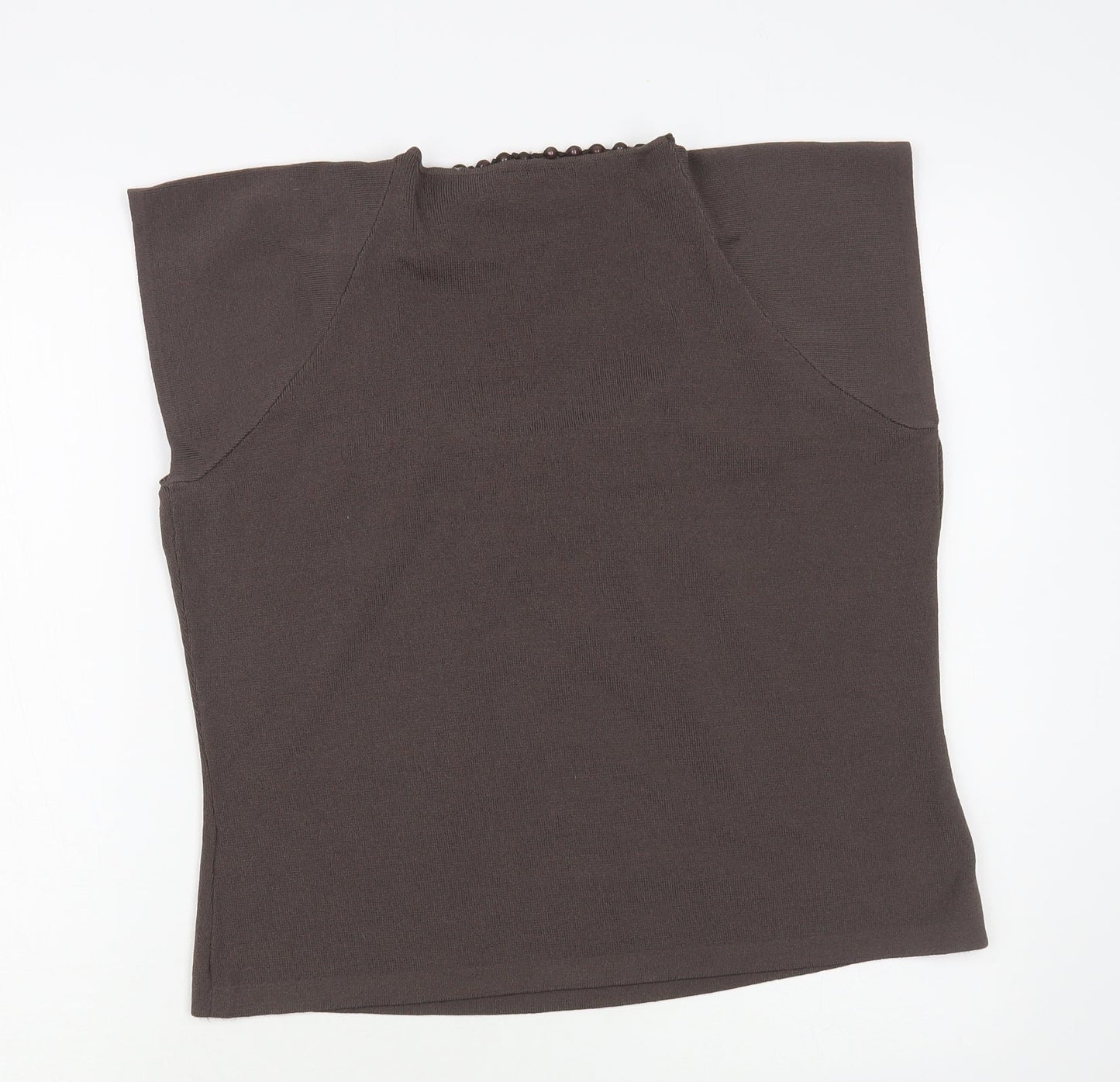 Minuet Womens Brown Scoop Neck Viscose Pullover Jumper Size 18 - Embellished Neckline