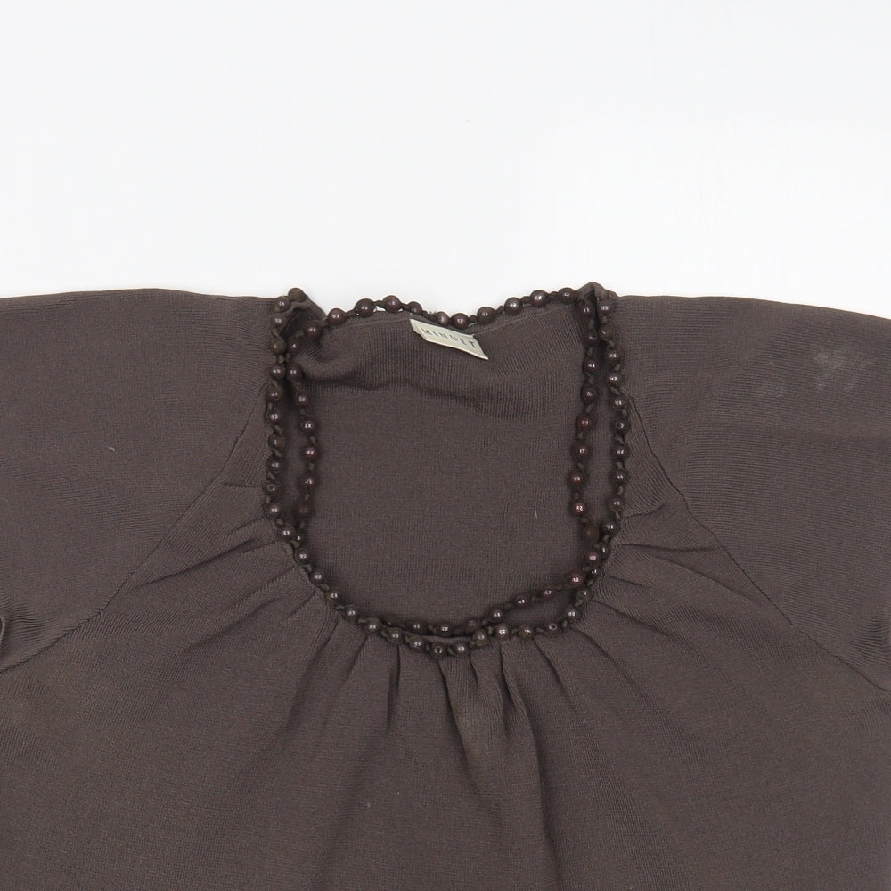 Minuet Womens Brown Scoop Neck Viscose Pullover Jumper Size 18 - Embellished Neckline