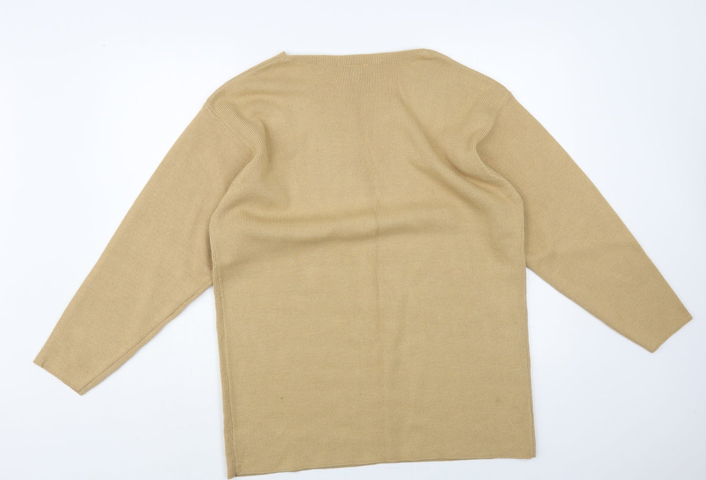 Canda Womens Beige V-Neck Acrylic Pullover Jumper Size S
