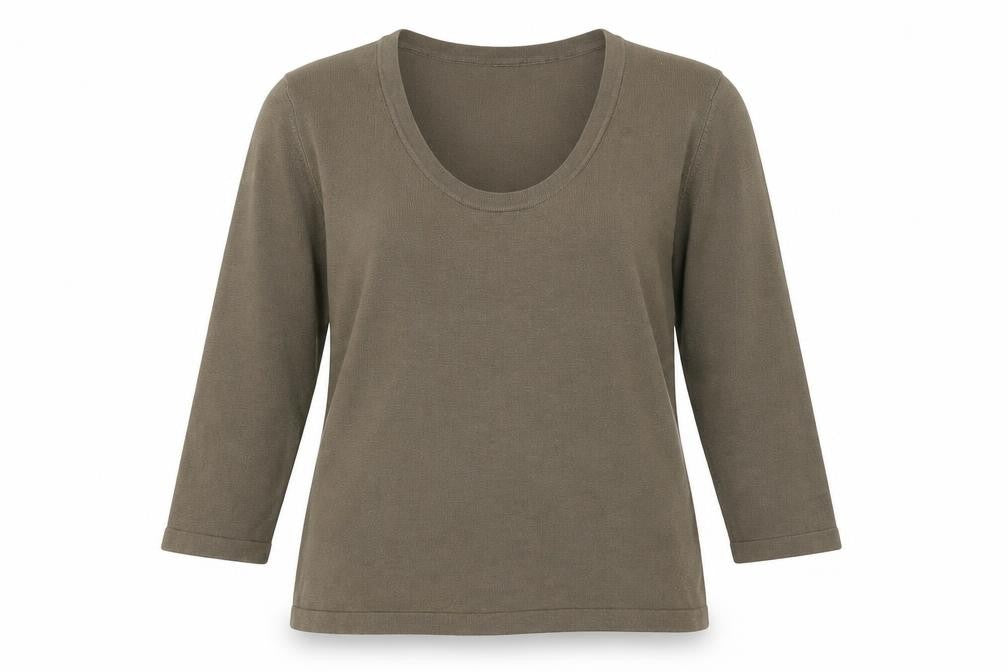 AMARANTO Womens Brown Scoop Neck Acrylic Pullover Jumper Size 14