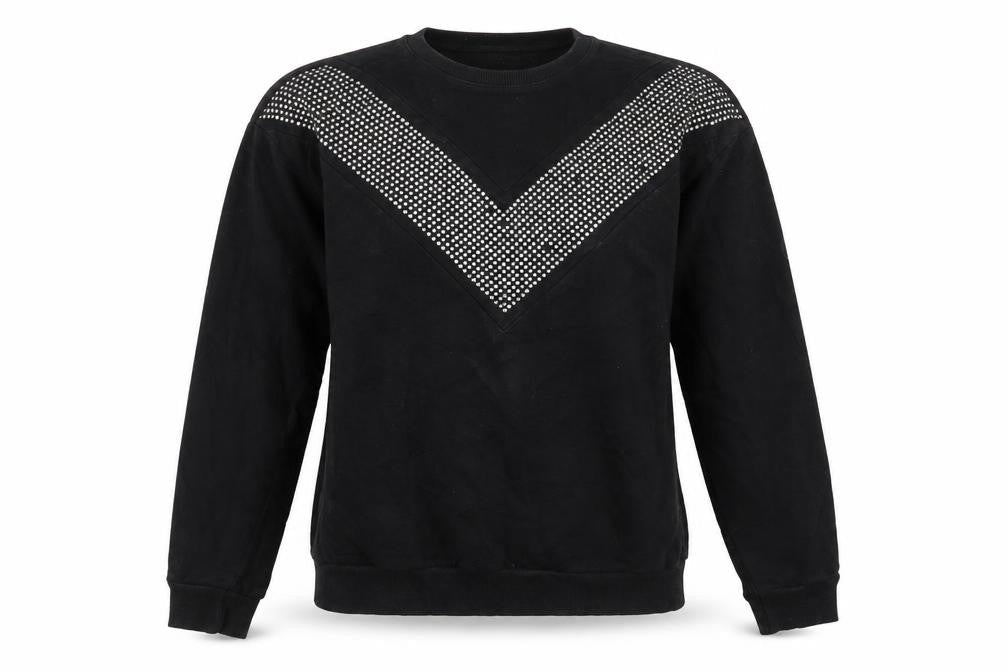 Select Womens Black Cotton Pullover Sweatshirt Size M Pullover - Embellished