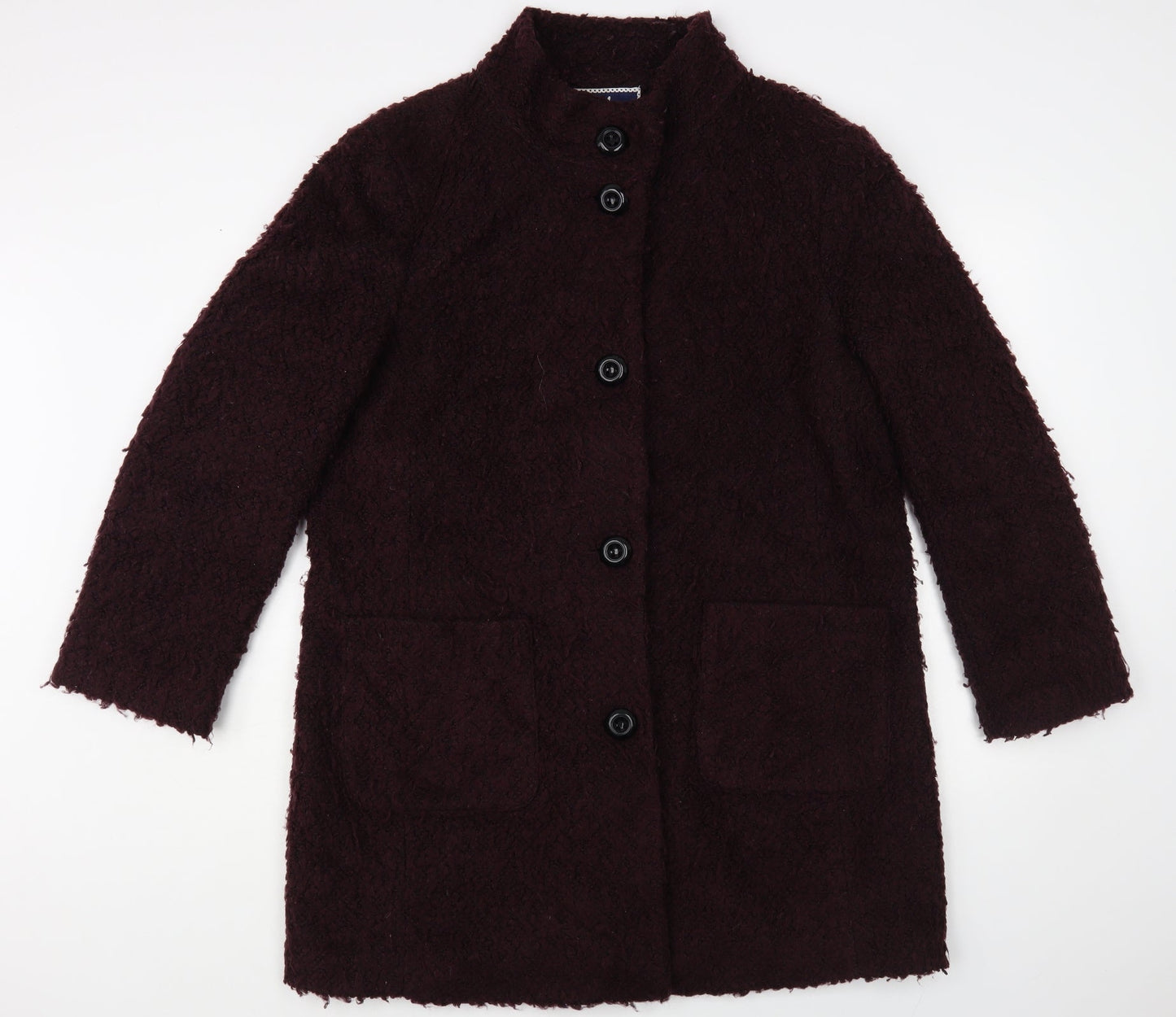 Isle Womens Purple Overcoat Coat Size L Button
