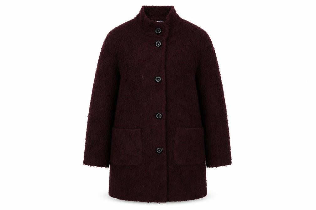 Isle Womens Purple Overcoat Coat Size L Button