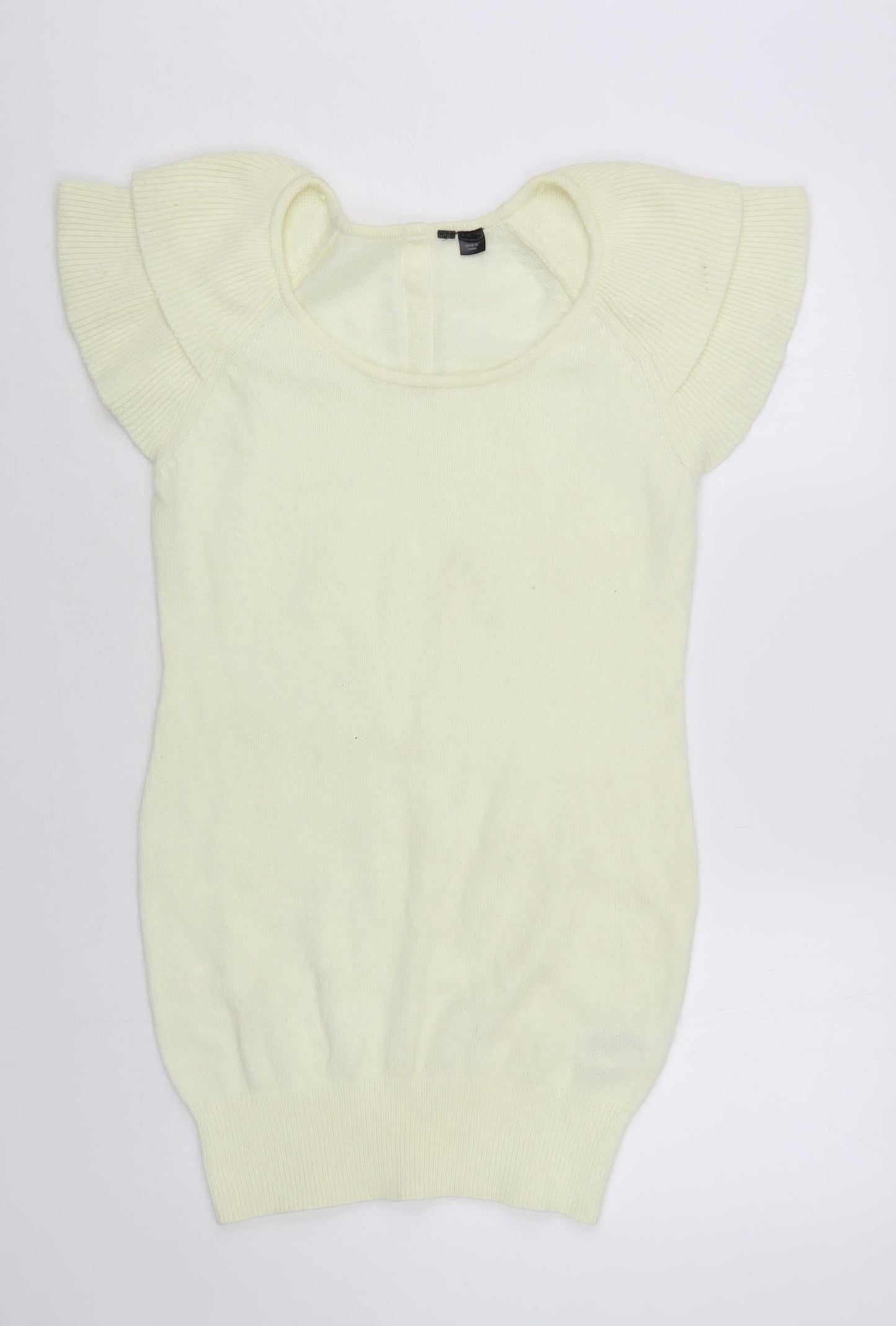 H&M Womens Ivory Scoop Neck Polyamide Pullover Jumper Size S