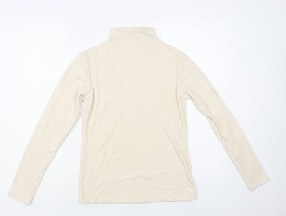 Xhange Womens Beige Mock Neck Polyester Pullover Jumper Size M