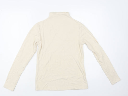 Xhange Womens Beige Mock Neck Polyester Pullover Jumper Size M