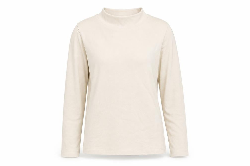 Xhange Womens Beige Mock Neck Polyester Pullover Jumper Size M