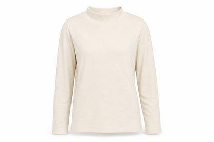Xhange Womens Beige Mock Neck Polyester Pullover Jumper Size M