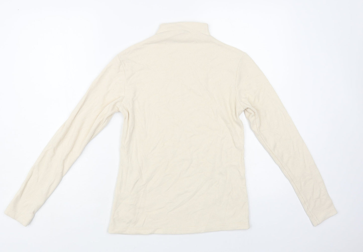 Xhange Womens Beige Mock Neck Polyester Pullover Jumper Size M