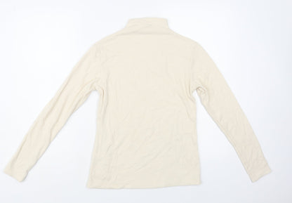 Xhange Womens Beige Mock Neck Polyester Pullover Jumper Size M