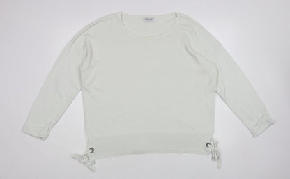 Great Plains Womens White Boat Neck Viscose Pullover Jumper Size XL