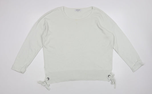 Great Plains Womens White Boat Neck Viscose Pullover Jumper Size XL