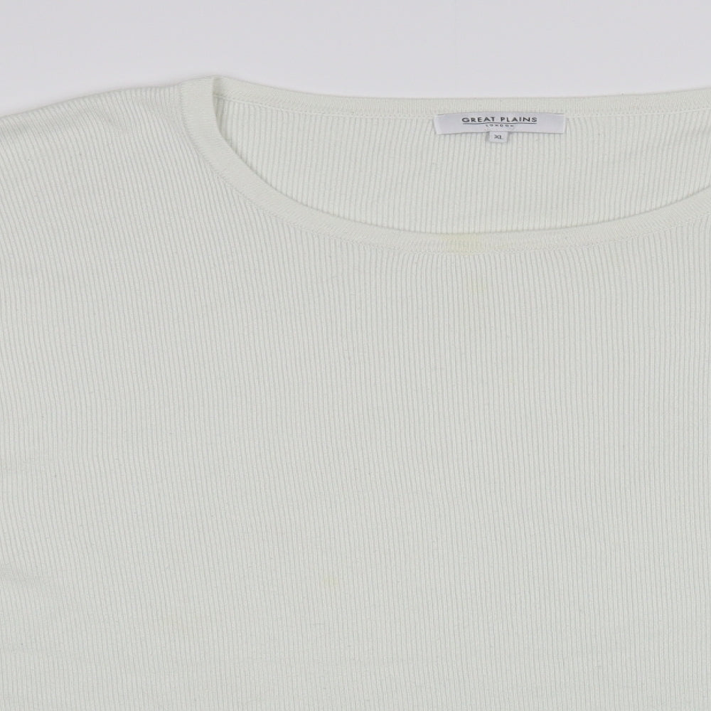 Great Plains Womens White Boat Neck Viscose Pullover Jumper Size XL