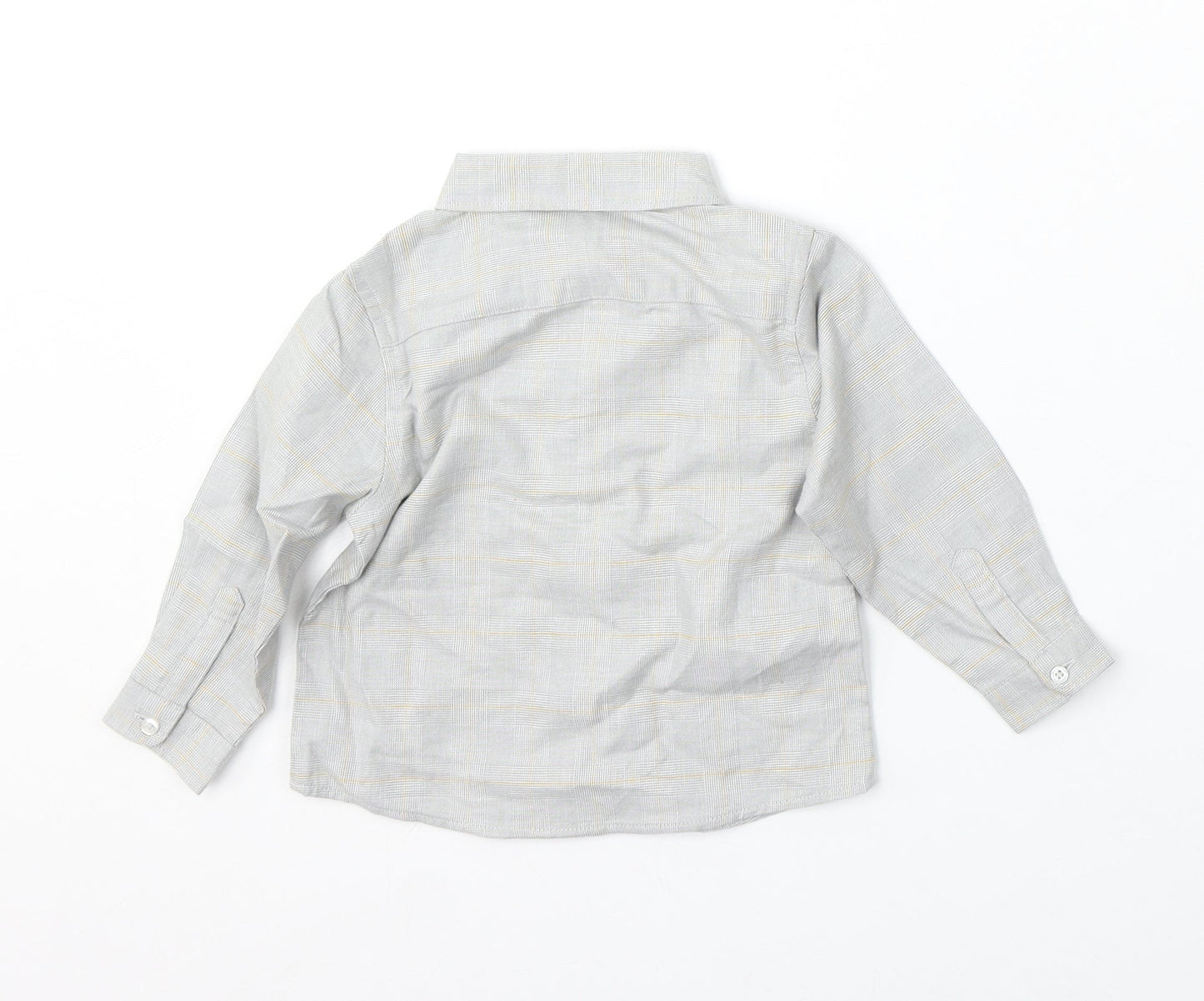 Mango Boys Grey Check Cotton Basic Button-Up Size 12-18 Months Collared Button