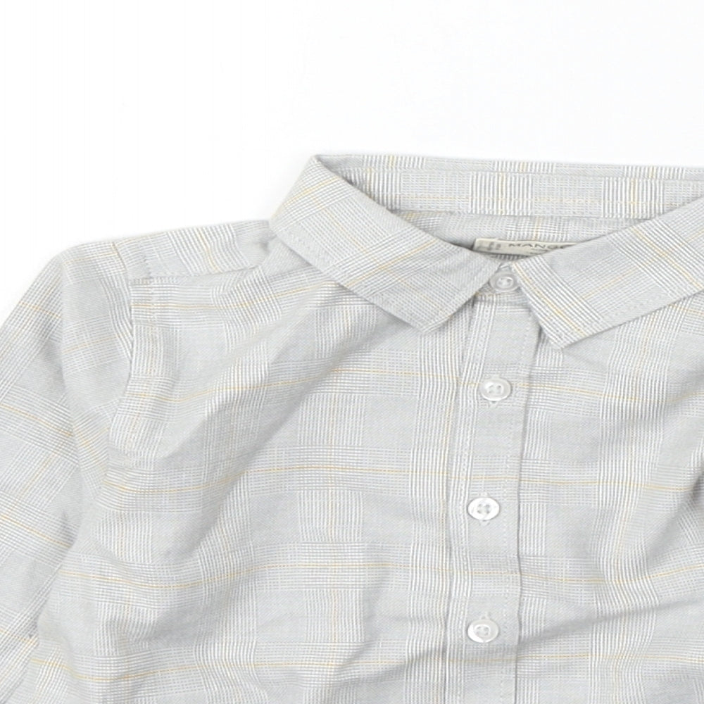 Mango Boys Grey Check Cotton Basic Button-Up Size 12-18 Months Collared Button