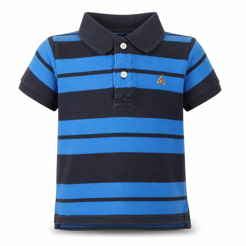 Gap Boys Blue Striped Cotton Basic Polo Size 2 Years Collared Button