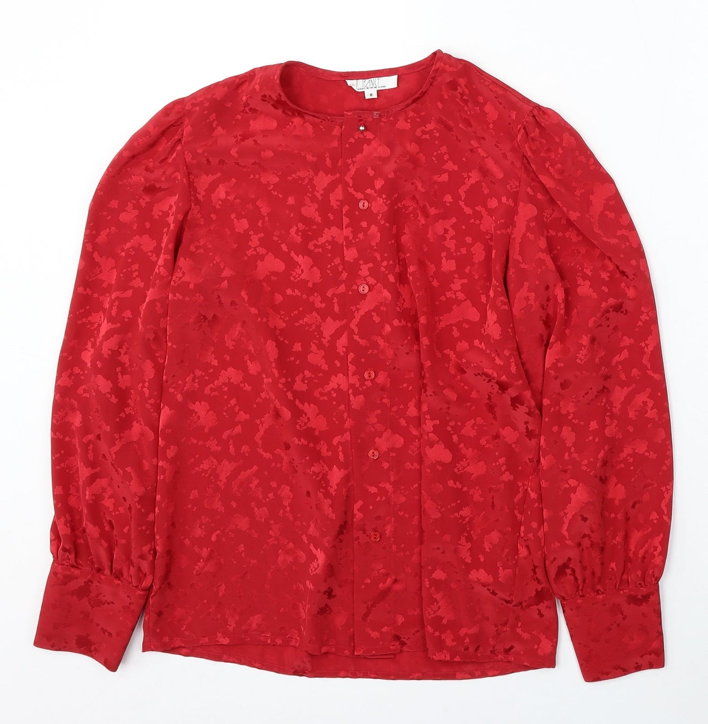 Planet Womens Red Round Neck Geometric Polyester Cardigan Jumper Size 8